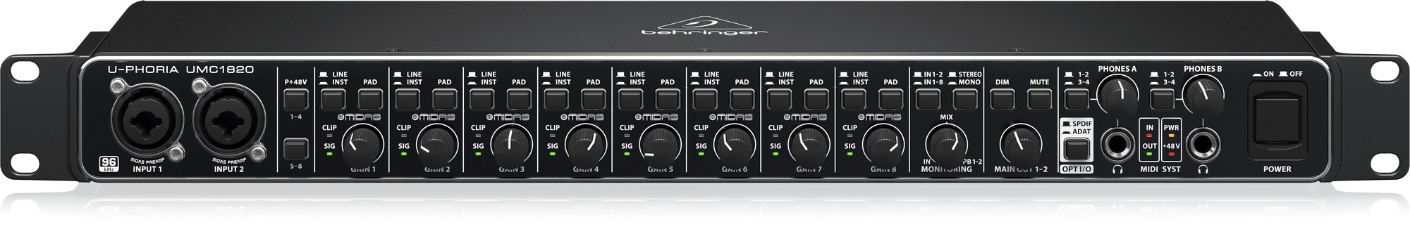 U-PHORIA UMC1820 オーディオインターフェース UMC1820 U-PHORIA - 製品一覧 - ベリンガー公式ホームページ